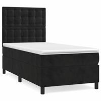 Boxspring met matras fluweel zwart 90x190 cm - thumbnail