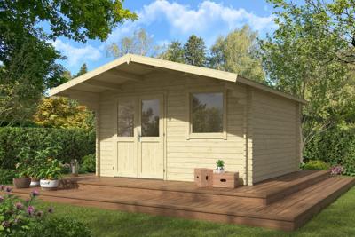 Blokhut Floor 410x410 cm + luifel 130 cm 40 mm vuren blank- - - Van Kooten