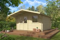 Blokhut Floor 410x410 cm + luifel 130 cm 40 mm vuren blank- - - Van Kooten - thumbnail