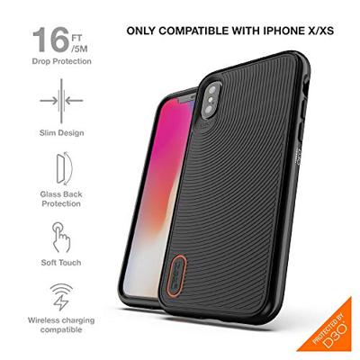Gear4 Battersea harde schaal met verbeterde schokbescherming, D3O-beschermd, achterkantbescherming van glas, slank, robuust design voor iPhone X - zwart