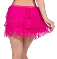 Party rok kant laagjes neon pink - thumbnail