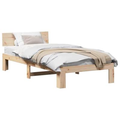 Bedframe met hoofdbord 75x190 cm van massief grenenhout