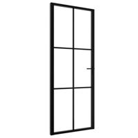 VidaXL Binnendeur 76x201,5 cm esg-glas en aluminium zwart - thumbnail