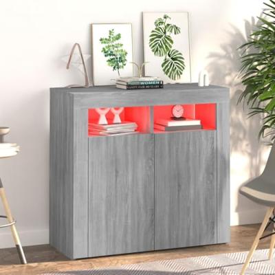 Dressoir met LED-verlichting 80x35x75 cm grijs sonoma eiken