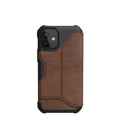 UAG Rugged Case for iPhone 12 Mini 5G [5.4-inch] - Metropolis Leather Brown - Flip cover voor mobiele telefoon - robuust - soepel Italiaans leer - leer pantserbruin - voor Apple iPhone 12 mini
