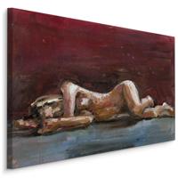 Schilderij - Geschilderde vrouw (print op canvas), premium print - thumbnail