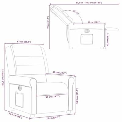 Fauteuil verstelbaar elektrisch stof zwart