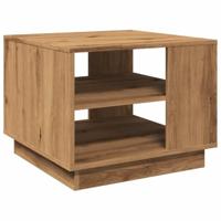 Salontafel 55x55x42 cm bewerkt hout artisanaal eikenkleurig - thumbnail