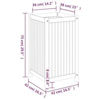 Plantenbak met voering 42x42x75 cm massief acaciahout - thumbnail