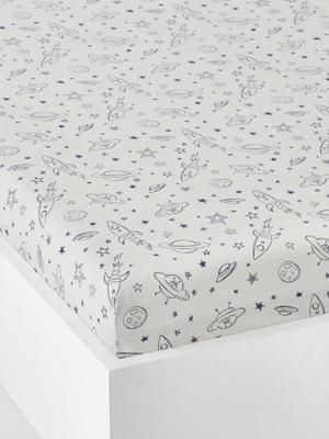 Hoeslaken voor kidneren INTERGALACTIC lichtgrijs met print