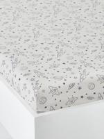 Hoeslaken voor kidneren INTERGALACTIC lichtgrijs met print - thumbnail