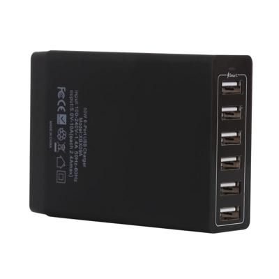 XBX09A 50W 5V 2.4A 6 USB Ports Quick Charger Travel Charger(Black)