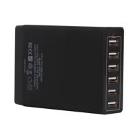 XBX09A 50W 5V 2.4A 6 USB Ports Quick Charger Travel Charger(Black) - thumbnail