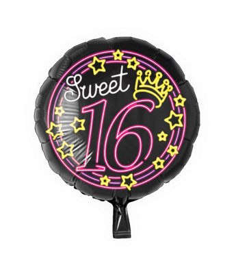 Neon folie ballon sweet 16 jaar