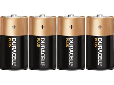 Duracell Plus Mono alkaline batterijen LR20, Maat C 4 Stuk zwart, oranje