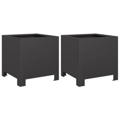 VidaXL Plantenbakken 2 st 30x30x30 cm staal zwart VidaXL Plantenbakken 2 st 30x30x30 cm staal zwart