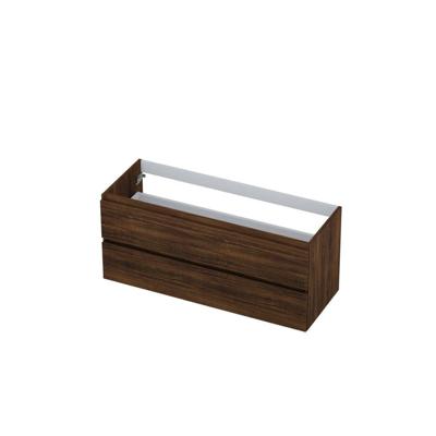 INK - Onderkast 2 Laden Greeploos met Houten Keerlijst - 1200x450x520 Mm - Koper Eiken