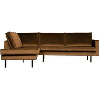 WOOOD Hoekbank 'Rodeo' Links, Velvet, kleur Honing Geel - thumbnail