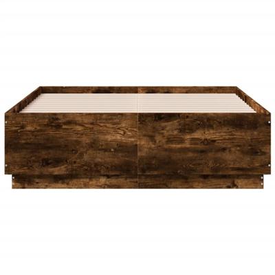 Bedframe met LED-verlichting gerookt eikenkleurig 140x190 cm