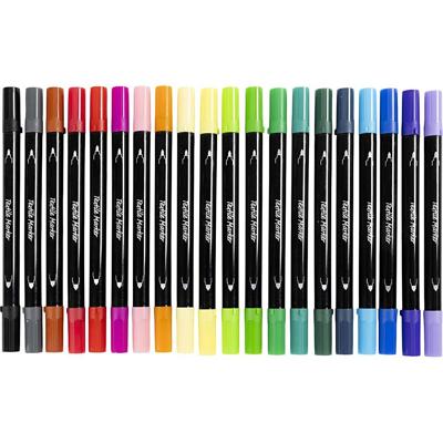 Creativ Company Textielstiften, lijndikte 2,3+3,6 mm, standaardkleuren, 20 stuk/ 1 doos