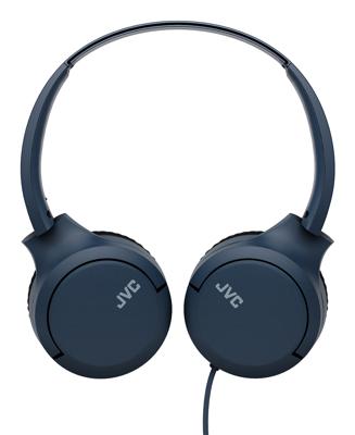JVC HA-S33UC-A USB-C on-ear hoofdtelefoon, zachte oorkussens, opvouwbaar, met microfoon en 3-knops afstandsbediening, eenzijdige kabel, blauw