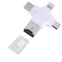 4 in 1 USB-C / Type-C & USB 2.0 & Micro USB & 8 Pin TF Kaartlezer voor MacBook, PC, Laptop, Smartphone met OTG functie, ondersteunt FAT32 & exFAT Wit - thumbnail