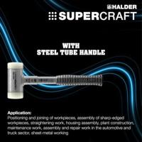 Halder Kunststofhamer | lengte 305 mm hoofd-d. 45 mm | stalen buis terugslagvrij | hard nylon wit | 1 stuk - 3377.045 3377.045 - thumbnail