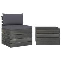 2-delige Loungeset met kussens pallet massief grenenhout - thumbnail
