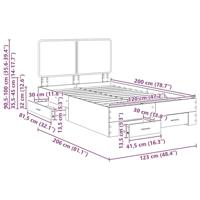 Bedframe met hoofdeinde Artisan Eiken 120 x 200 cm Bewerkt hout - thumbnail