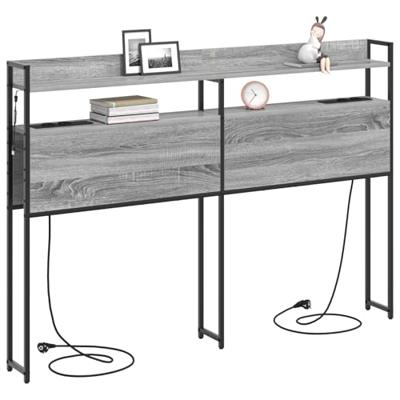 Opberghoofdbord met plank Grijs sonoma 135 cm Bewerkt hout