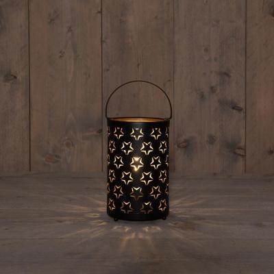 B.O.T. Indoor Blackgold Lantern 12X 19 cm Star Pattern kerstverlichting Anna's Collection - Annas collection