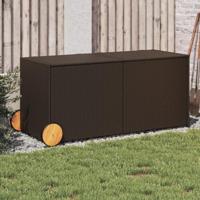 Tuinbox met wielen 283 L poly rattan bruin - thumbnail