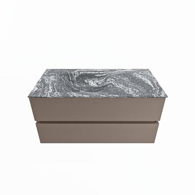 MONDIAZ VICA-DLUX 100cm badmeubel onderkast Smoke 2 lades. Inbouw wastafel CLOUD links zonder kraangat, kleur Lava. MONDIAZ VICA-DLUX 100cm badmeubel onderkast Smoke 2 lades. Inbouw wastafel CLOUD links zonder kraangat, kleur Lava.