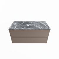 MONDIAZ VICA-DLUX 100cm badmeubel onderkast Smoke 2 lades. Inbouw wastafel CLOUD links zonder kraangat, kleur Lava. - thumbnail