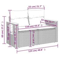 6-delige Loungeset met kussens poly rattan beige - thumbnail