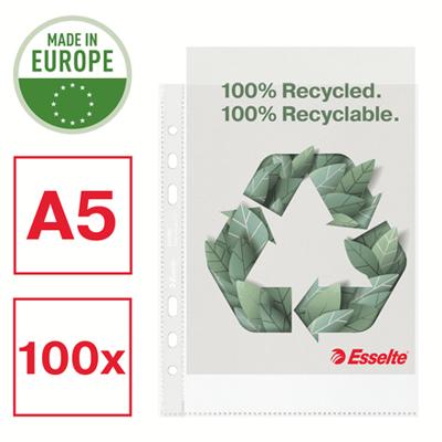 Esselte geperforeerde showtas, 100 % gerecycleerd, ft A5, 70 micron, doos van 100 stuks