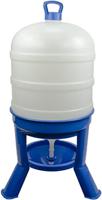 Pluimvee drinktoren 40 l blauw met sifon op pootjes - thumbnail