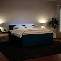 Boxspring met matras fluweel blauw 200x200 cm - thumbnail