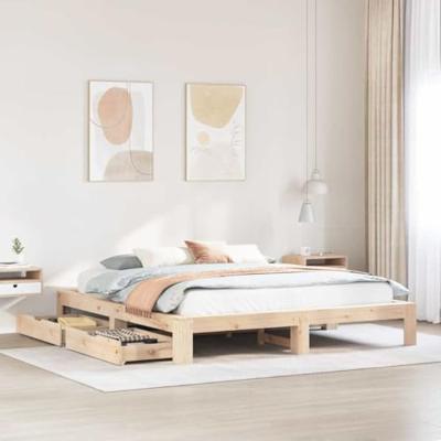 Bedframe zonder matras massief grenenhout 200x200 cm