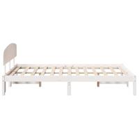 Bedframe met hoofdeinde Wit 135 x 190 cm Massief grenenhout - thumbnail