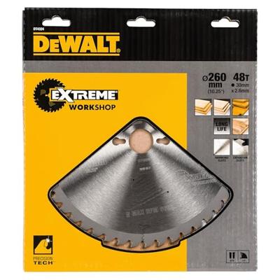 DeWALT Cirkelzaagblad voor Hout | Extreme | Ø 260mm Asgat 30mm 48T - DT4324-QZ