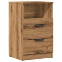 Nachtkastje 40x36x65 cm bewerkt hout artisanaal eikenkleurig - thumbnail