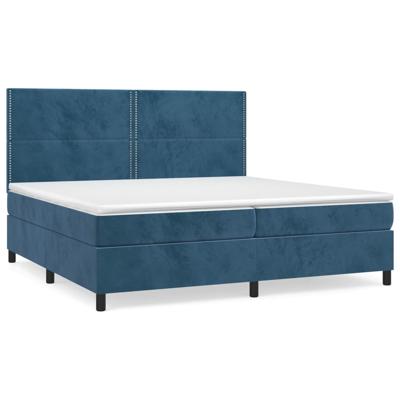 Boxspring met matras fluweel donkerblauw 200x200 cm