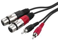 Monacor 0069030 XLR / Cinch Audio Verbindingskabel [2x XLR-bus - 2x Cinch-stekker] 1 m Zwart - thumbnail