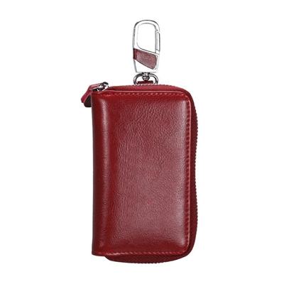 9101 multifunctionele taille opknoping olie Wax lederen rits portemonnee sleutels houder tas (wijn rood)