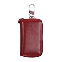 9101 multifunctionele taille opknoping olie Wax lederen rits portemonnee sleutels houder tas (wijn rood) - thumbnail