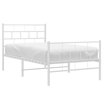 Bedframe met hoofd- en voeteneinde metaal wit 107x203 cm