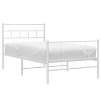 Bedframe met hoofd- en voeteneinde metaal wit 107x203 cm - thumbnail