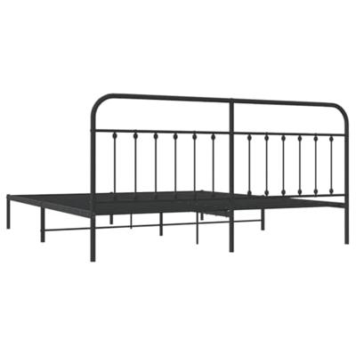 Bedframe met hoofdbord metaal zwart 200x200 cm Bedframe met hoofdbord metaal zwart 200x200 cm