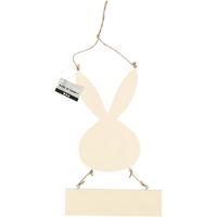 Creativ Company Konijn met bord, h: 29,5 cm, b: 19,2 cm, 1 stuk - thumbnail